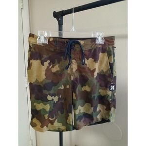 Hurley Men's Camo Phantom Boardshorts s Size 28 Pockets Drawstring Button Waist